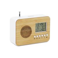 Réveil de voyage en bambou MOOOV avec radio FM, date et température intérieure