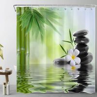 Rideau de douche Zen bambous pierres anneaux inclus 3D effect imperméable 180 x 200 cm