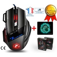 Souris ordinateur Optique Filaire Gamer LED Jeu 7 Boutons Professionnel Gaming Mouse USB Haute Précision Réglable + cadeau