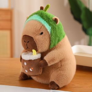 PELUCHE Kawaii Capybara Plushie oreiller, poupée douce décoration cadeau,Avocado