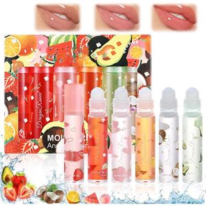 GLOSS Roll-On Lip Gloss,6 pcs Lip Oil Gloss Enfant Fille,Gloss Transparent Fruité Huile a Levre,Hydratation Longue Durée Brillant à Lèvres