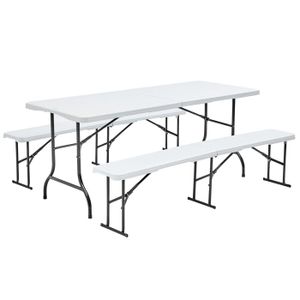 Ensemble table et chaise de jardin Table et bancs pliables 8 personnes 180 cm - MOB E