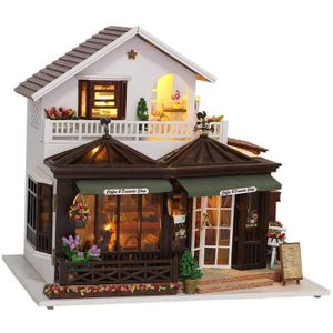 P Prettyia Miniature Dollhouse Kit en Bois Mod/èle de Villa en Bord de Mer Fait /à la Main Cadeau Cr/éatif pour Les Enfants et Les Adultes