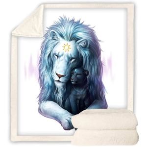 JETÉE DE LIT - BOUTIS Couverture Enfant de Lion léger imprimé Velours en Peluche 100x150cm - Multicolore - Synthétique - Chambre