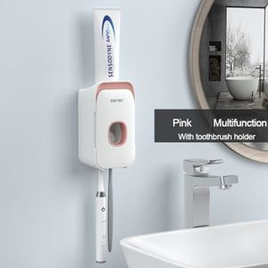 PORTE SECHE-CHEVEUX Accessoires salle de bain,Distributeur automatique de dentifrice Avec porte brosse à dents, ensemble d'accessoires - Type Pink-M