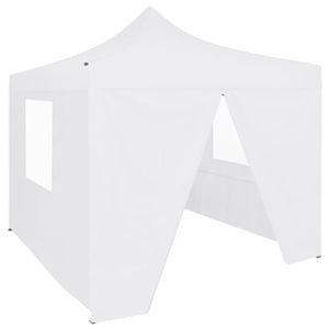 VOILE D'OMBRAGE VOILE D'OMBRAGE - TOILE SOLAIRE - Tente de réception pliable avec 4 parois 2x2 m Acier Blanc - YW Tech DIO7380738179746