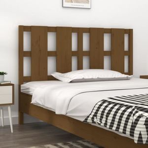 TÊTE DE LIT Tête de lit en bois massif de pin - FDIT - Marron miel - 140,5x4x100 cm - Rustique et confortable