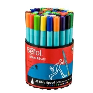 Assortiment de Couleurs Lot de 42 Berol Colour Broad Feutres de Coloriage Pointe Large 1,2 mm