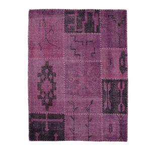 TAPIS DE COULOIR KILIM - Tapis moderne artisanal patchwork en laine inspiration tribal 120 x 170 cm Violet