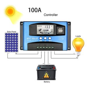 SolaMr 100A Régulateur de Charge Solaire 12V/24V Contrôleur de Charge de  Batterie pour Panneau Solaire avec Écran LCD et Double Port USB - 100A :  : Commerce, Industrie et Science