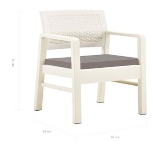 Ensemble table et chaise de jardin Salon de jardin 3 pcs Plastique Blanc XID2