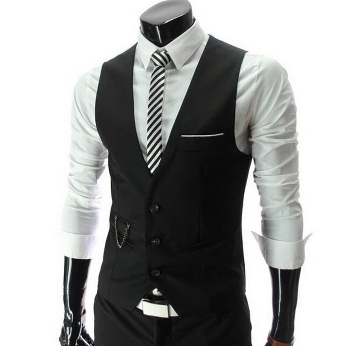 Gilet costume pour Homme - Fashion Men Vest Noir Noir - Cdiscount  Prêt-à-Porter