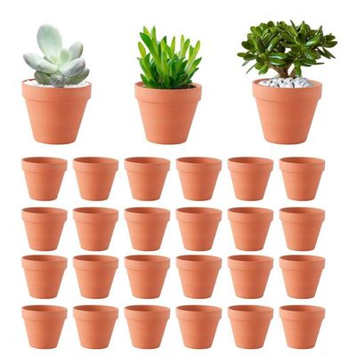 Abiemuce Lot De 24 Pots En Terre Cuite Mini 4,5 Cm – Parfaits Pour Succulentes, Cactus Et DIY – Avec Trou De Drainage
