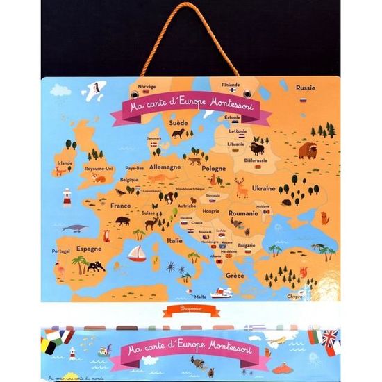 Puzzle Carte Du Monde 88 Pièces – Funsland Montessori Éducatif – Dès 3 Ans, Cadeau Géographie Pour Filles Garçons 4-9 Ans