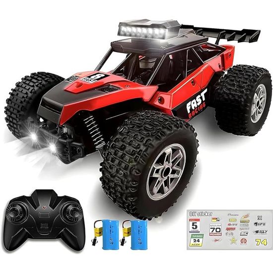 Kizplays Voiture Télécommandée Tout-Terrain 1:22 – RC Rapide 15 Km/h – Double Batterie 50-70 Min – Cadeau Anniversaire Fille Et Garçon