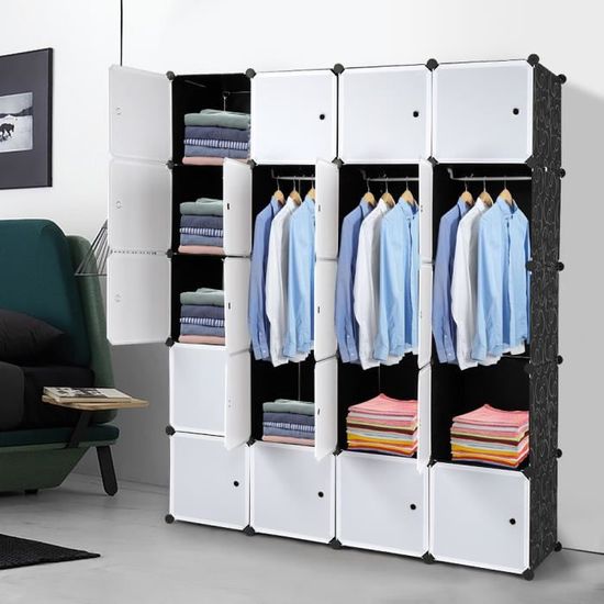 Armoires Etagères Plastiques, Armoire de Chambre DIY 20 Cubes 140 x 45