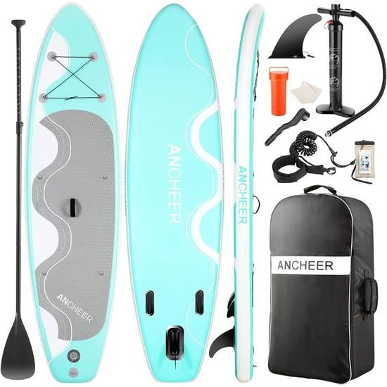 Paddle Gonflable HUIIKE - SUP 2 Personnes - 305x84x15cm - Jusqu'à 130kg - Idéal Pour Randonnée, Yoga Et Pêche