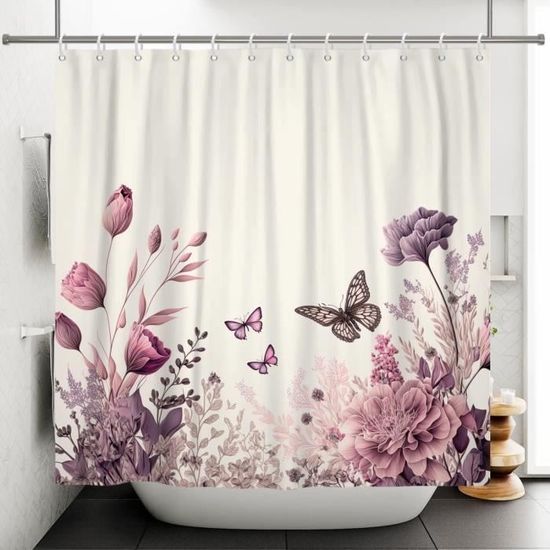 Rideau de douche 180 x 180 cm rideau de douche dégradé violet rideau de