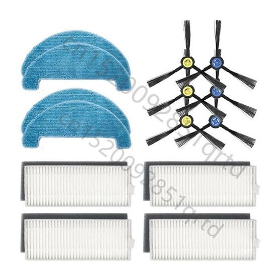 Kit De 6 Filtres + 6 Brosses Latérales Pour Robot Aspirateur M330 / M330 Pro - Compatible, Plastique ABS