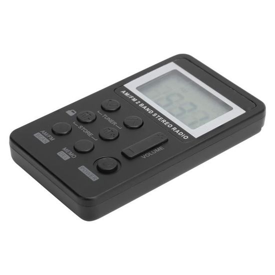Mini Radio Portable FM Stéréo - Affichage LCD, Avec Écouteurs | Pile AAA | Gris Foncé - 2