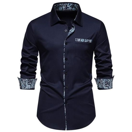 Chemise en jean, col chemise, boutons-pression, manches longues, bleu