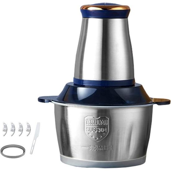 Hachoir Multifonction ROYALTY LINE 300W - Bol 1.8L Acier Inox, 4 Lames, 2 Vitesses