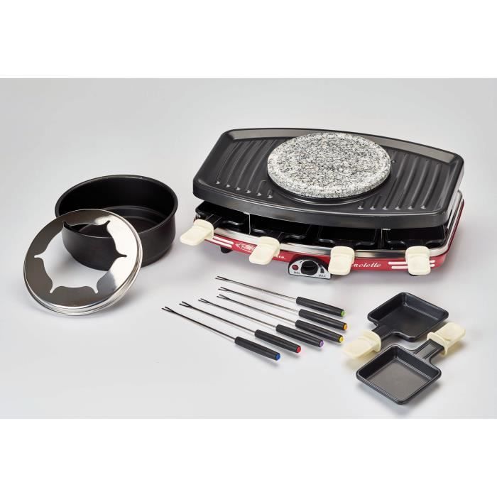 ARIETE 793 Appareil à raclette et fondue 8 personnes - Rouge