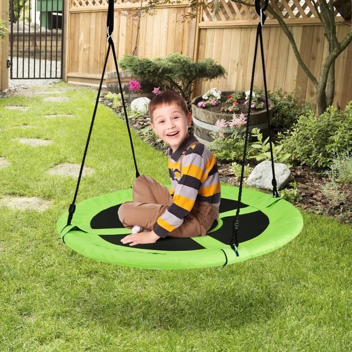 Giantex Balançoire Nid d'Oiseau pour Enfants, Siège Suspendu de Jardin Ø 100cm Réglable en Hauteur de 100 à 160cm