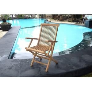 Fauteuil en teck de jardin finition brute