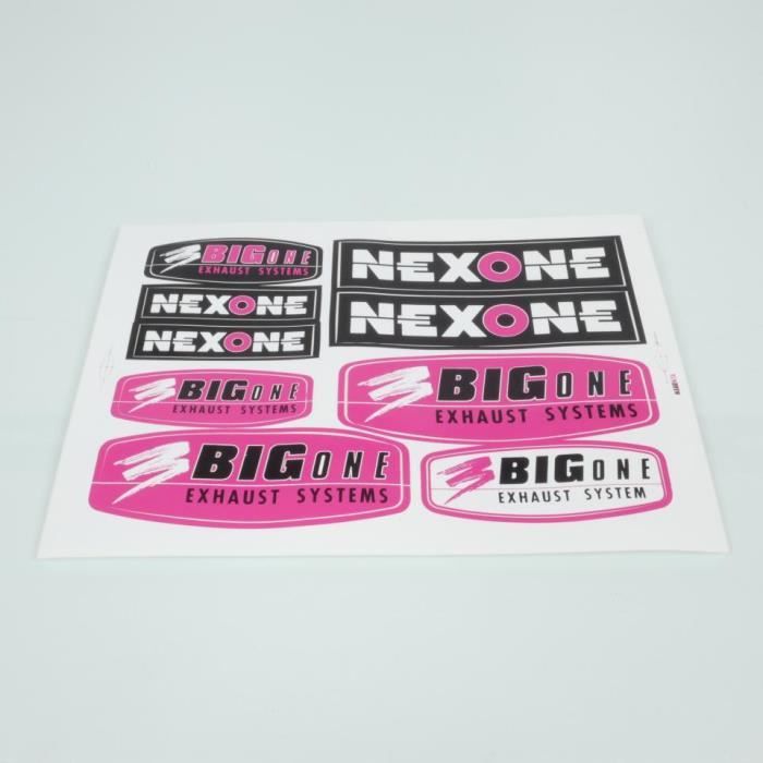 Planche d autocollant stickers Nexone rose - blanc - noir pour moto scooter - MFPN : 25x35cm-182697-1N