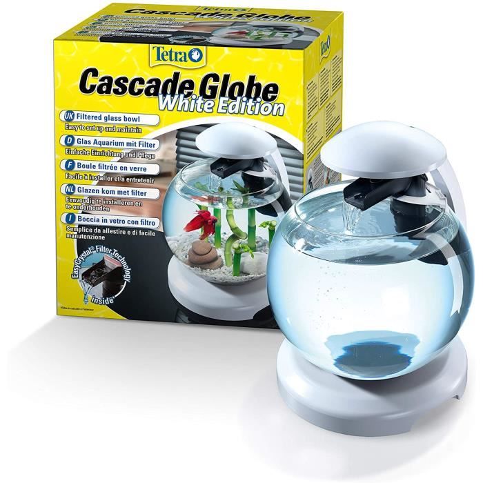 TETRA Cascade Globe Blanche - Aquarium pour Poisson Combattant ou Poisson Rouge - 6,8L