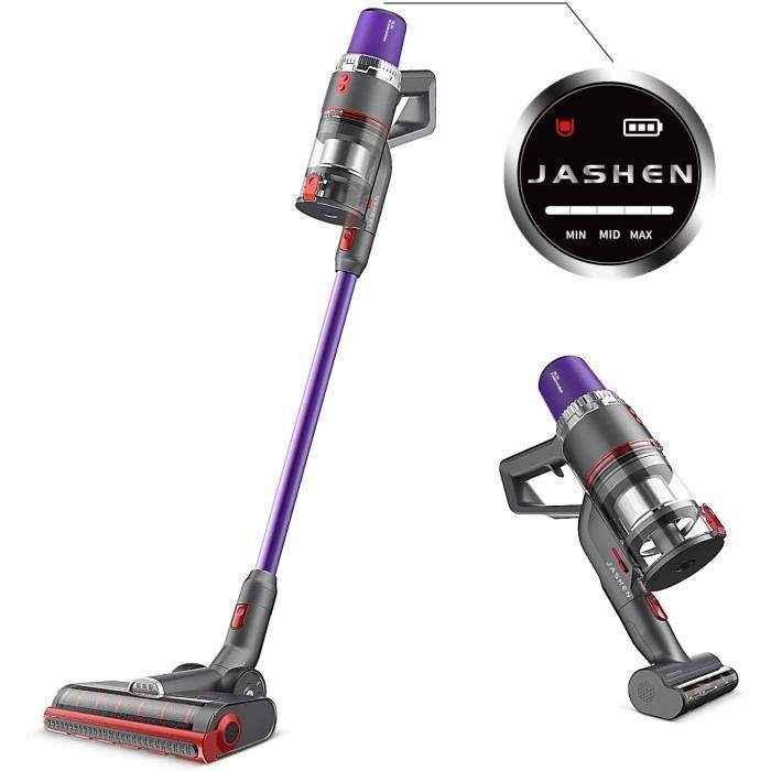 Aspirateur balai sans fil JASHEN V16, 25.2V, 4 en 1 Aspirateur Puissant 22000Pa, Jusqu'à 40 Min d'autonomie, Ecran LED Intelligent,