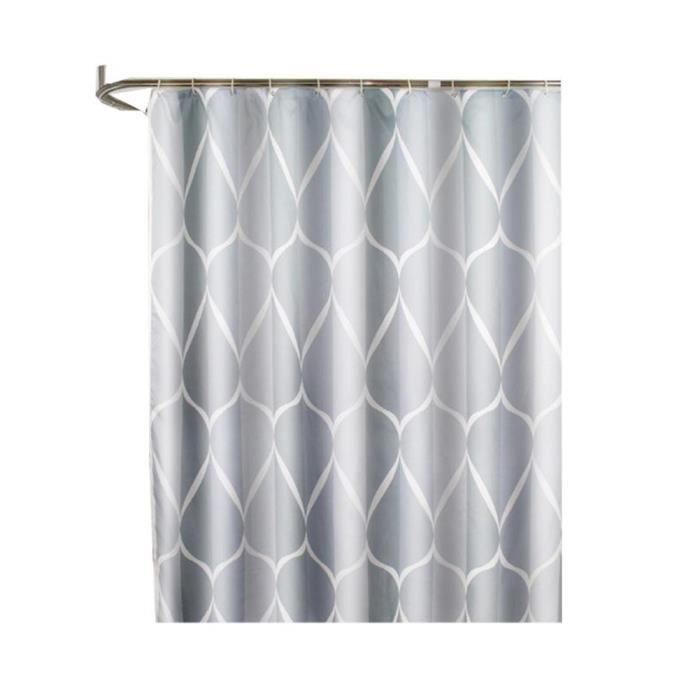 Gris Moderne Rideau de Douche Imperméable Anti-Moisissure Extra Large - Long Rideaux De Salle De Bains Gris 220*200 cm