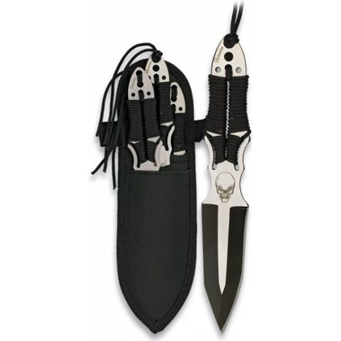 Set de 3 couteaux à lancer tête de mort 17 cm 3234407n
