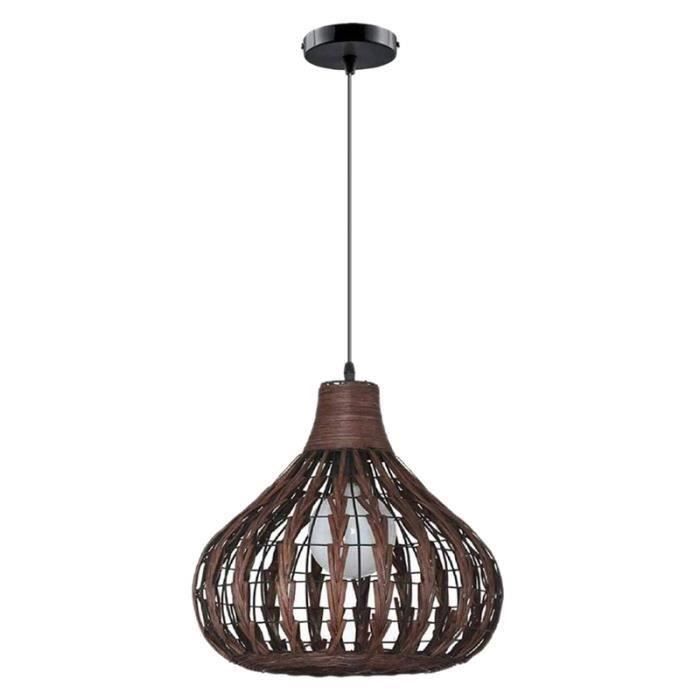 Lustre en Bambou Naturel Bricolage en Osier Rotin Abat-Jour Tissage LumièRe Suspendue Ne Contient Pas D'Ampoules