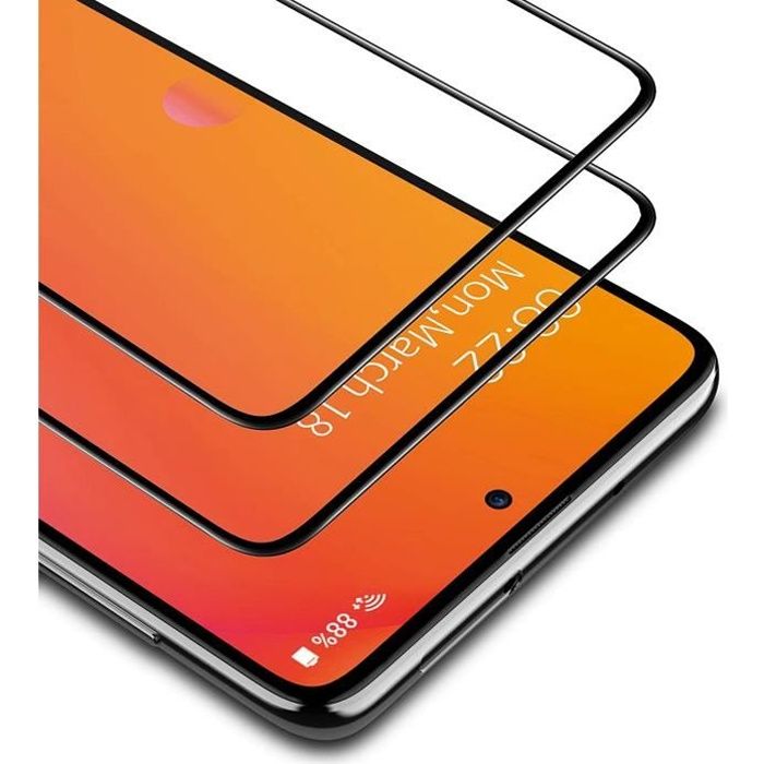 Verre Trempé Xiaomi Redmi Note 10, 2 Pièces Cadre Noir Protection d'écran Film Accessoires Anti-empreinte Digitale