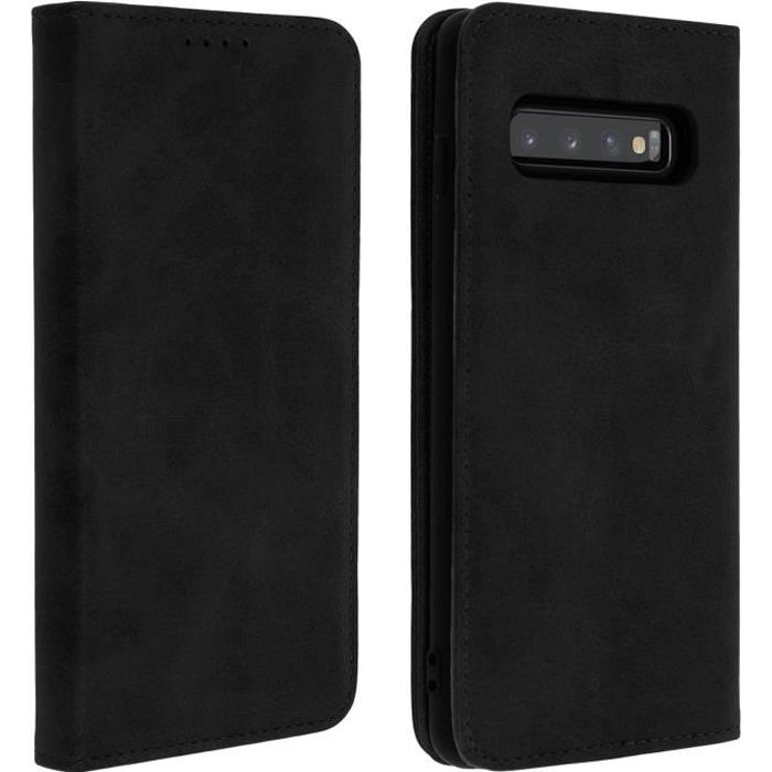 Housse Samsung Galaxy S10 Étui Porte-cartes Support Stand noir Noir