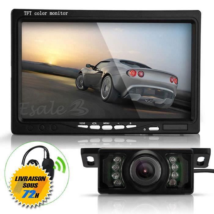AZTEK®7- LCD Moniteur + Caméra de Recul 420TVL 120° 7 LEDs Nocturne Voiture