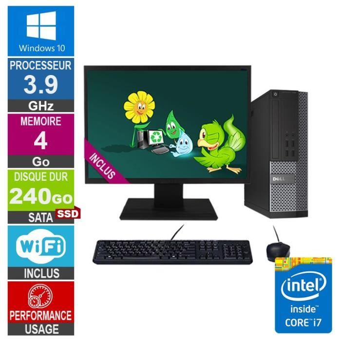 Pc Dell 7020 Sff I7-4770 3.90ghz 4go/240go Ssd Wifi W10 + Ecran 19