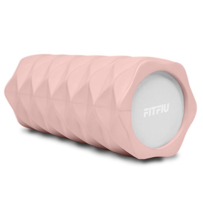 Rouleau en mousse ROLLER-PAT ROSE, pour pilates, diamètre 14cm avec relief, relaxation musculaire - FITFIU Fitness