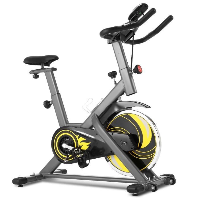 Vélo D'appartement Connecté APP Cardio Roue d'inertie 15kg Écran LCD Ergomètre Silencieux Résistance Réglable Charge Max150KG