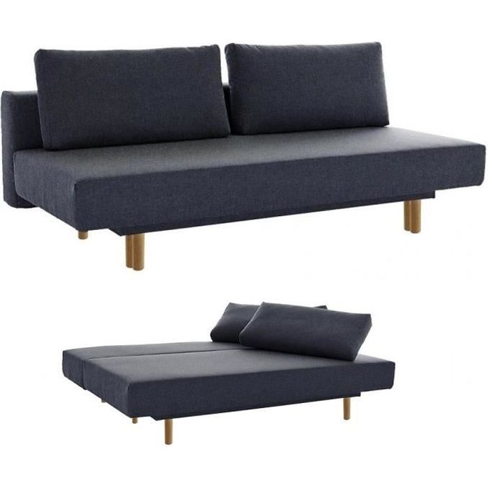 Canapé convertible clic clac design haut de gamme ANNA SUCCES tissu gris anthracite Inside75