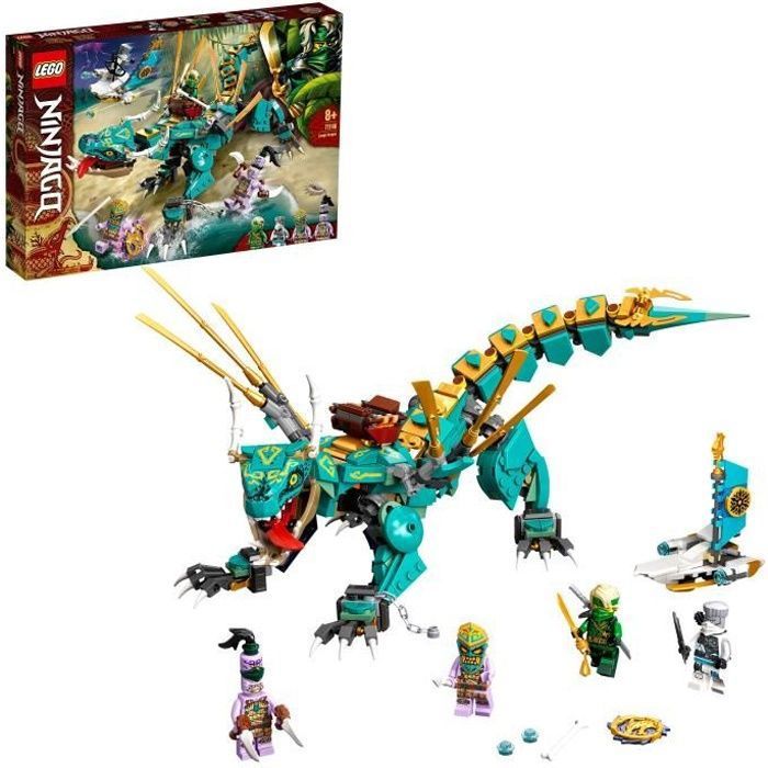 LEGO® 71746 NINJAGO® Le Dragon de la Jungle Jeu de Construction avec Les Minifigurines Ninja Lloyd et Zane, Enfant de 8 Ans et +