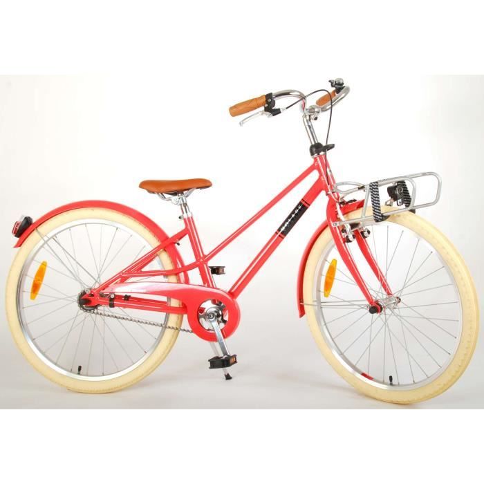 Vélo pour Enfants Volare Melody - Filles - 24 Pouces - Rouge Pastel - Prime Collection