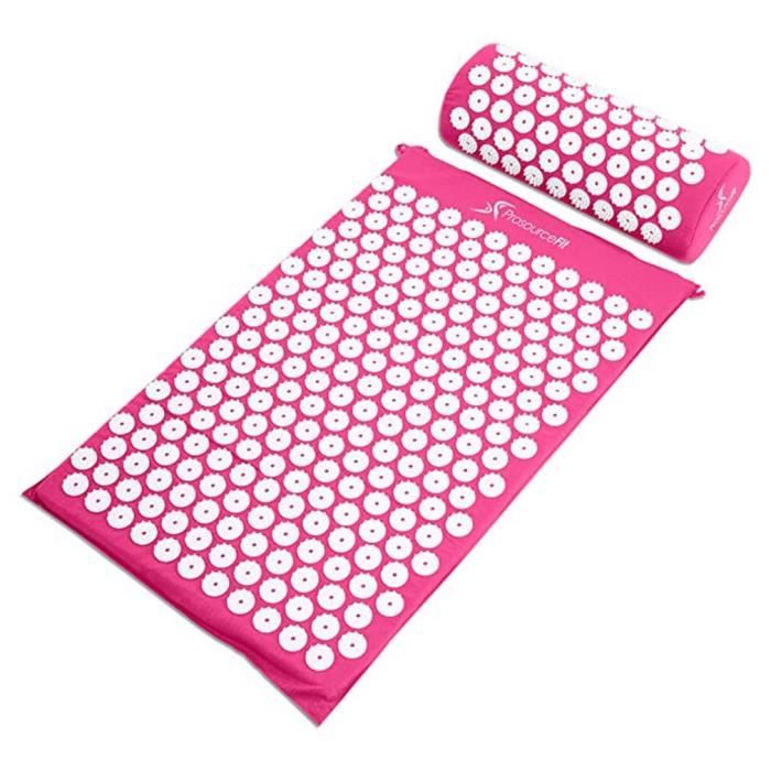 Tapis d'acupuncture Massage,Tapis d'Acupression Kit,Tapis de yoga, massage,Tapis d'acupression et Oreiller d'acupuncture - ROSE