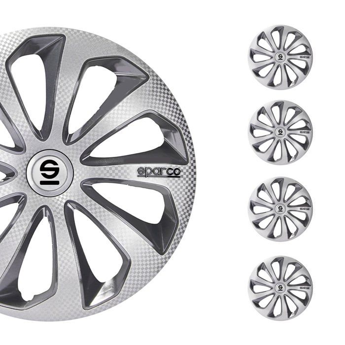 Sparco Enjoliveurs Sicilia 14 pouces ABS argent / gris lot de 4