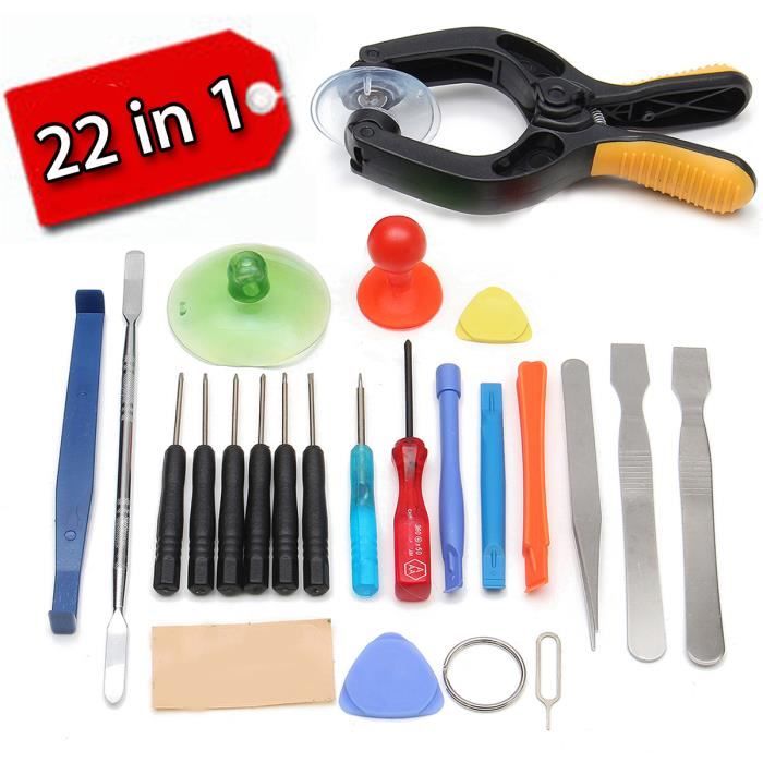Kit de Réparation Ecran 22 En 1 Téléphone Ecran LCD Outil Tournevis Pince Ventouse