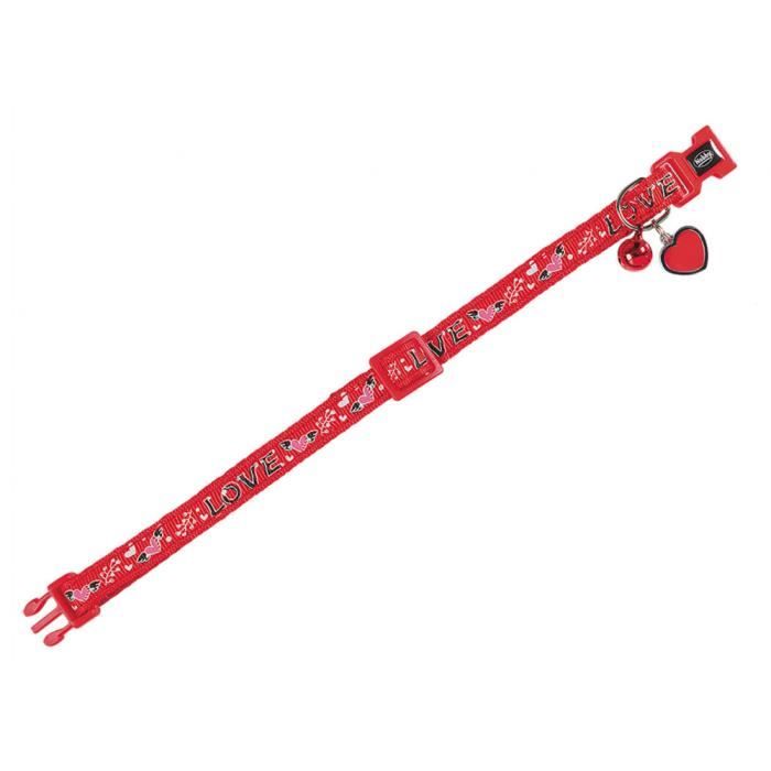 Collier chat LOVE rouge 20-30cm x 10mm-Vadigran 3,000000 Rouge