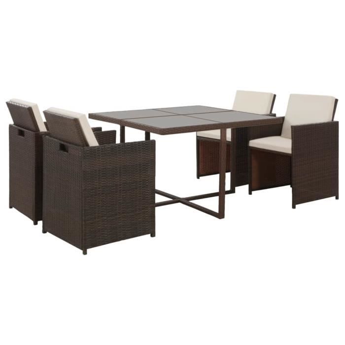 Salon de jardin Mobilier de jardin 13 pcs Résine tressée Marron