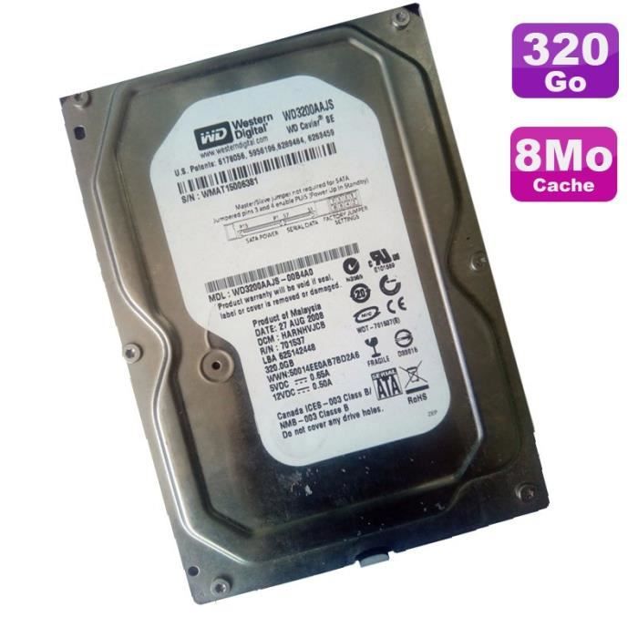 Disque Dur 320go Sata 3.5- Western Digital Caviar Se Wd3200aajs-00b4a0 7200rpm